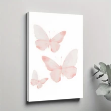 1pc Framed Canvas Poster, Pink Butterfly Preppy Wall Art Canvas Paintings, Ideal Gift For Bedroom Living Room Corridor, Wall Art, Room Decoration - Multicolor - View 1