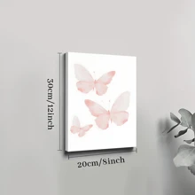 1pc Framed Canvas Poster, Pink Butterfly Preppy Wall Art Canvas Paintings, Ideal Gift For Bedroom Living Room Corridor, Wall Art, Room Decoration - Multicolor - View 7
