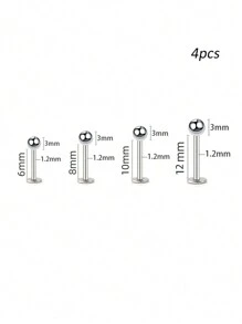 3Pcs/4Pcs 16G Stainless Steel Lip Rings Labret Nose Studs Piercing Monroe Nose Studs Cartilage Tragus Helix Earring 6/8/10/12mm