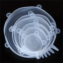 6 piezas Tapas de silicona reutilizables y extensibles, cubiertas de sellado hermético para tazones, latas y almacenamiento de cocina, fáciles de limpiar - Multicolor - Ver 6