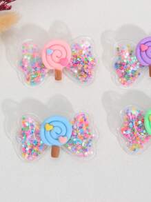 4pcs Sweet Candy Bow Hair Clips For Girls,Glitter Candy And Sequin Hair Bows Clips,Cute Hair Accessories For Girls Gifts(Lollipop Heart Color Random) - Multicolor - View 6