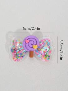 4pcs Sweet Candy Bow Hair Clips For Girls,Glitter Candy And Sequin Hair Bows Clips,Cute Hair Accessories For Girls Gifts(Lollipop Heart Color Random) - Multicolor - View 7