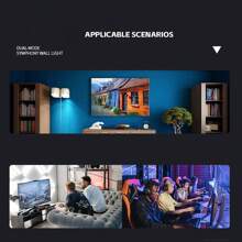 9PCS LED 智能壁灯 RGBIC 灯带 DIY 氛围夜灯 APP 音乐节奏电视背光卧室游戏室装饰灯。5V-USB 装饰壁灯。产品不含插头 - 黑色 - 查看 3