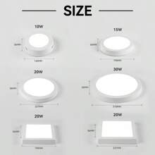 CANMEIJIA 1pc LED Ceiling Light, Cool White, Flat Panel Lamp For Home Lighting, Suitable For Living Room/Bedroom/Kitchen/Balcony/Dining Room/Hallway/Stairway/Attic, Choose Appropriate Size Based On Usage Needs, 10W/15W/20W/30W White Frame, 110V-220V - LED Panel Ceiling Light - View 4