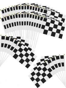 5/10/20/30/100pcs Black And White Checkered Racing Baton Flag, Small Mini Racing Handheld Baton Flag, Used For Racing Decoration Products, Racing Parties, Racing Atmosphere Party Decoration