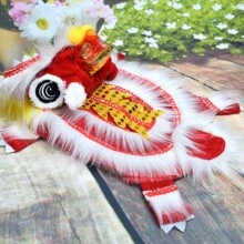 Festive Pet Dog Cat Lion Dance Costume, Funny Halloween Outfit, Lucky Red Cheongsam Dress