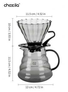 choxila 1pc Grey Cloud Shaped Coffee Pot With Coffee Dripper, Pour Over Coffee Maker Set, Glass Drip Coffee Carafe & Coffee Filter, Heat-Resistant Glass Coffee Pot For Home, Office, Cafe Back To School - Grey - View 10