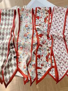 4pcs Christmas & New Year Slim Long Skinny Scarves, Atmosphere Inspired, Suitable For Tying As Waistband, Professional Neckerchief