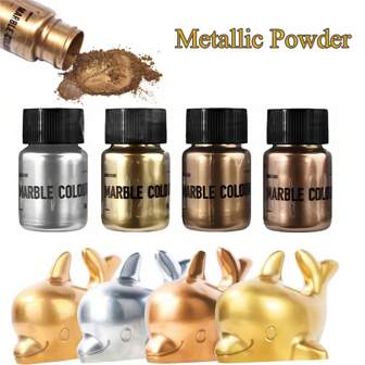Polvo pigmentado metálico, 4 colores de polvo pigmentado de resina fina, cada botella de 20ml de colores de resina para colorear resina epoxi, arcilla polimérica y otras manualidades, tinte de resina, joyería, velas, jabón, fabricación de pintura