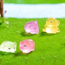 Juego de 4/8/24 adornos miniatura de elefantes, encantos de elefantes de resina que brillan en la oscuridad, pequeños juguetes de animales diminutos para hacer joyas, decoración de paisaje en miniatura, acuario (color aleatorio)