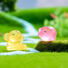 Juego de 4/8/24 adornos miniatura de elefantes, encantos de elefantes de resina que brillan en la oscuridad, pequeños juguetes de animales diminutos para hacer joyas, decoración de paisaje en miniatura, acuario (color aleatorio)