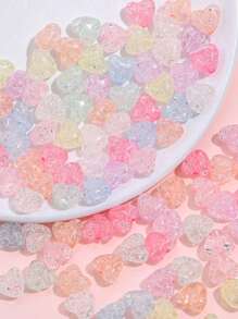 67 piezas de Cuentas en forma de corazón de 10mm con efecto de craquelado para hacer joyería - Accesorios del Día de San Valentín - Pulsera, collar, cadena de teléfono para pareja, accesorios para el cabello DIY, decoraciones