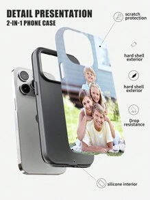 1 st. Aangepaste 2-in-1 fototelefoonhoesje, aangepaste afbeelding telefoonhoesje, koppels/vrienden/familie foto ontwerp, iPhone telefoonhoesje, aangepaste foto gepersonaliseerde schokbestendige telefoon beschermhoes, huisdier foto telefoonhoesje, geweldig cadeau voor vrienden, klasgenoten, familie, vriendin, vriend, compatibel met iPhone 11/12/13/14/15/16 Pro Max