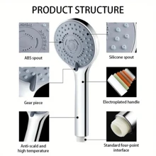 Adjustable 5-Mode Water-Saving Handheld Shower Sprayer - Portable Spa Showerhead For Bathroom Accessories - Silver - View 9