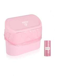 1pc Car Garbage Can With Cover Side Hanging Trash Bin, Includes Garbage Bags, Cute & Practical Car Trash Can And Liners