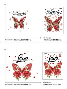 Valentines Day Decorations Vinyl Decal, Valentine Wall Stickers For Room Decoration, 1pc PVC Material Rose Butterfly LOVE Romantic Affection Couple Sticker, Wall Art, Posters, Vintage For Valentine's Day, Wedding - Multicolor - View 3