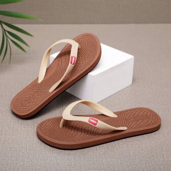 Stringsandaler för män, avancerade halk- och luktbeständiga hustofflor, modegummi utomhus tjock sula strandskor