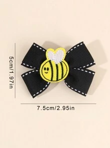 2pcs Black Hair Bows For Girls Adorable Honey Bee Bow Hair Clips Black Grosgrain Ribbon Bow Hairpins Embroidered Felt Bee Alligator Clips Ponytail Barrettes Kids Baby Hair Accessories