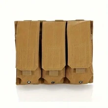 1 Pezzo Portacaricatori Triplice in Stile Molle - Borsa Accessorio per Giubbotto Tattico con Tre Scomparti per Munizioni M4, Realizzata in Tessuto Poliestere Misto con Chiusura a Fibbia