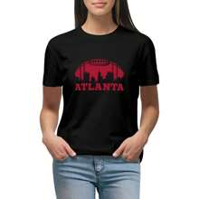 Women Arched Cincinnati Football City SkylineAtlanta Football Skyline Print Shirts Unisex Crewneck Short-Sleeve Shirt