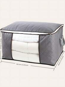 1pc Large Capacity Non-Woven Clothes Storage Bag Clothes Packaging Box Quilt Organizer Storage Bag Dustproof Fabric Clothes Storage Bag Moisture-Proof Clothes Finishing Bag Closet Organizer Zipper Portable Organizer Versatile Clothes Container For Comforter Blankets Bedding Clothing Home Storage & Organization Bedroom Clothes Organizer With Handle & Clear Window Bedroom Accessories Clothes Storage Organizer Closet Organization And Storage - Grey - View 5