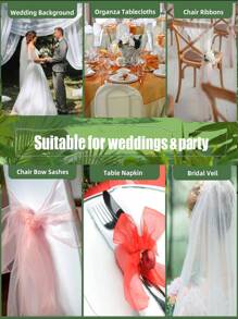 1pc DIY Solid Color Organza Fabric, High Density 3-Layer Mesh Cloth, Suitable For Wedding Dress, Photography Backdrop, Room Decoration