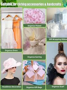 1pc DIY Solid Color Organza Fabric, High Density 3-Layer Mesh Cloth, Suitable For Wedding Dress, Photography Backdrop, Room Decoration