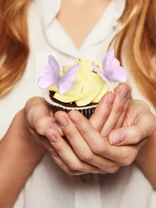 48/96 件装可食用蝴蝶蛋糕装饰，纸质蝴蝶纸杯蛋糕装饰，仙女主题生日蛋糕装饰，适用于结婚纪念日、婴儿派对、生日派对装饰、春夏蛋糕装饰 - 紫色 - 查看 8