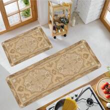 1/2 件厨房地毯套装 - 金色波西米亚设计，防滑、易清洁、可机洗的涤纶地毯，非常适合床边、卧室入口、阳台装饰、家居装饰、家居礼物 - 彩色 - 查看 2