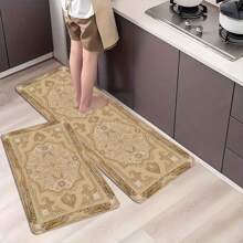 1/2 件厨房地毯套装 - 金色波西米亚设计，防滑、易清洁、可机洗的涤纶地毯，非常适合床边、卧室入口、阳台装饰、家居装饰、家居礼物 - 彩色 - 查看 1