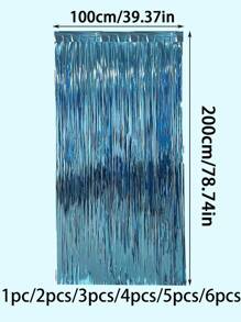 Juego de cortinas azul claro con rayas rectas y gotas de lluvia, ideal como telón de fondo de fiesta - Celeste - Ver 6