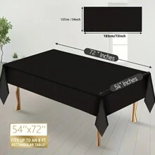 6 Pieces Elegant Disposable Black Tablecloth, Machine Woven, Perfect For Weddings, Bridal Showers, Birthdays, And General Gatherings. Easy To Clean Indoor Plastic Cover