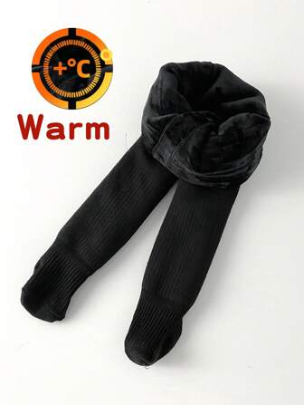 1 st tjocka termofodrade strumpbyxor, enfärgade enkla strumpbyxor för flickor, nyfödda babysockor småbarnsstrumpor vinter