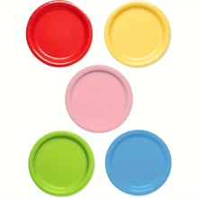 10 件彩虹派对用品红色、黄色、粉色、绿色、蓝色多色纸质甜点盘一次性纸盘用于晚餐和甜点，彩色派对用品套装适用于生日、洗礼、毕业典礼、圣诞节、新年和所有场合