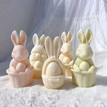 Egg Rabbit Silicone Candle Mold Bunny Resin Silicone Mold Animal Soy Wax Mould Easter Home Decor Concrete Mould - Pink - View 8