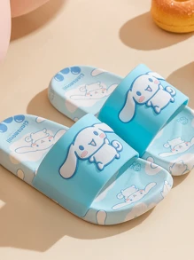 Sanrio Cinnamoroll Cute Cartoon Open Toe Slippers For Girls, Cartoon Shoes, Breathable Non-Slip Thick Bottom Slippers For Indoor Home Bathroom - Blue - View 3