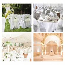 Ruffled Chair Cover Wedding Decor Pleated Long Skirt Chair Slipcover Home Hotel - 100 PCS - View 8