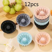 12pcs Reusable Silicone Cupcake Liners, 2.5 Inch Silicone Baking Cups, Non-Stick Muffin Cups Suitable For Parties, Halloween, Christmas, Easy To Clean Baking Molds (Multicolor)