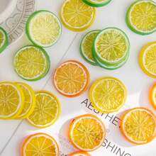 3/9/15件迷你仿真水果柠檬片，假人造塑料水果模型装饰婚礼饰品节日装饰，摄影道具，篮子展示填充水果（黄色）（绿色）（橙色）礼物生日毕业，假植物