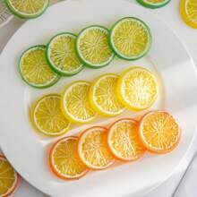 3/9/15件迷你仿真水果柠檬片，假人造塑料水果模型装饰婚礼饰品节日装饰，摄影道具，篮子展示填充水果（黄色）（绿色）（橙色）礼物生日毕业，假植物