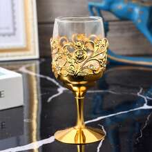 1PC Golden Goblet Wine Glass Vintage European Wine Glass Goblet For Party Gathering Wedding Use