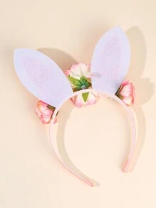 1pc Easter Bunny Ears Headband For Girls,Fabric Flowers Headband For Kids,Cute Hair Accessories For Kids Personalized Easter Gifts
