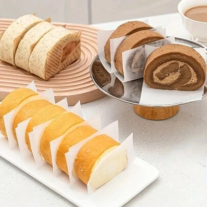 100/200/300pcs,Cake Roll Separation Paper, Hand-Held Paper, Baking Paper, Oil Proof Paper, Cake Roll Edge Paper, Decorative Paper Square Cake Roll Swiss Roll Separation Paper Cutting Tiger Skin Roll Edge Paper Oil Proof Paper Hand-Held Paper