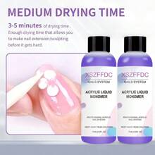 2pcs/Set 75ml EMA Acrylic Nail Crystal Liquid, Professional Acrylic Nail Extension System Kit, Fast Drying - Mauve Purple - View 3