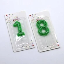 1pc Green Mosaic Checkered Pattern Digital Candles, Birthday Candle, Cake Baking Decoration, Celebrations And Anniversaries - Green - View 10