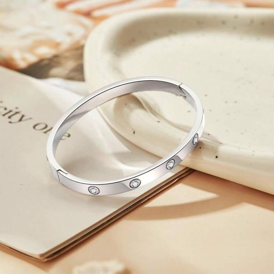 Fossil Women's Bracelet In Stainless Steel With Glitter - Silver - View 1