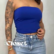 Women's Suplex Strapless Tube Top With Bust Lining One Size - Royal Blue - View 5