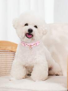 全新 1 件 PU 皮革精致宠物狗项圈，优质皮革面料和合金配件。漂亮的宝石装饰。 - 彩色 - 查看 9