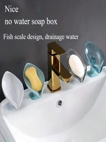 2Pcs/1Pc Leaf-Shaped Soap Dish, Drain Soap Holder Bathroom Accessories, Suction Cup Soap Tray Soap Dish, Bathroom Leakproof Suction Cup Soap Case, Bathroom Soap Box, Soap Holder, Bathroom Accessories (Product Color May Vary Due To Lighting And Production Batch)Bathroom Decor Fall Decor Back To School - Multicolor - View 3