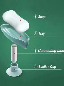 2Pcs/1Pc Leaf-Shaped Soap Dish, Drain Soap Holder Bathroom Accessories, Suction Cup Soap Tray Soap Dish, Bathroom Leakproof Suction Cup Soap Case, Bathroom Soap Box, Soap Holder, Bathroom Accessories (Product Color May Vary Due To Lighting And Production Batch)Bathroom Decor Fall Decor Back To School - Multicolor - View 9